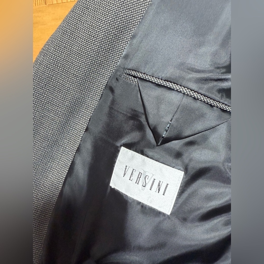Versini Men’s 48R Blue Gray Wool Blend Blazer Suit Jacket Sport Coat - Picture 2 of 5